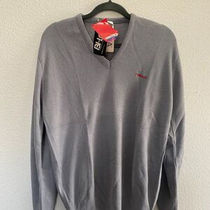 Vintage Tyrolia Ski Bindings V-Neck Sweater Gray Color NWT VTG Men's Large